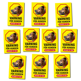 Varning för hunden, dekaler, 45 x 65 mm (10-pack)