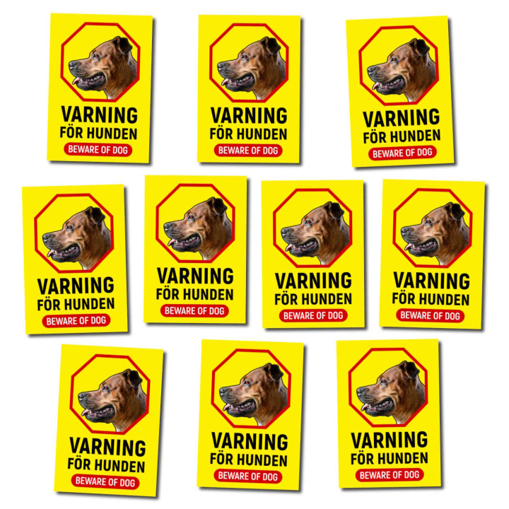 Varning för hunden, dekaler, 45 x 65 mm (10-pack)