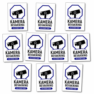 Dekaler, motiv av kamerabevakning, 45 x 65 mm (10-pack)