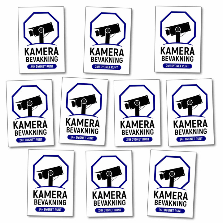 Dekaler, motiv av kamerabevakning, 45 x 65 mm (10-pack)