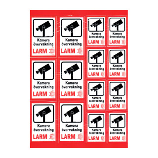 Larmdekaler, kameraövervakning, klister baksida (14-pack)