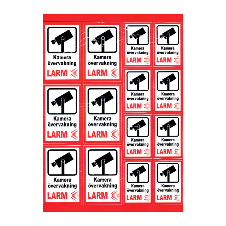 Larmdekaler, kameraövervakning, klister baksida (14-pack)